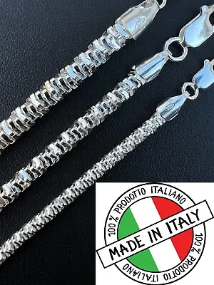 Real 925 Sterling Silver Diamond Cut Sparkle Ice Rope Chain Necklace 3-5mm ITALY • $163.06