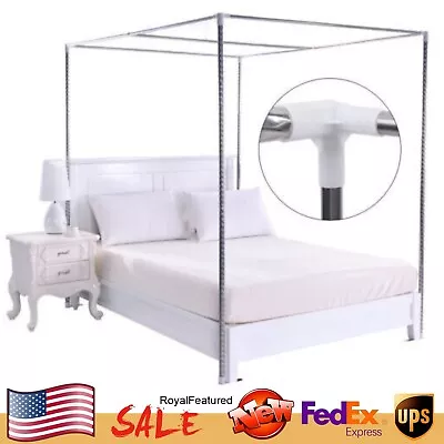 4 Corner Mosquito Netting Curtain Bracket Bed Canopy Post 1.5x2m Stainless Steel • $39.95