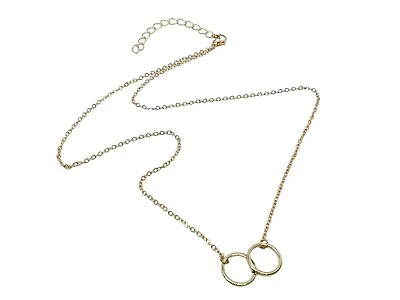 Karma Necklace Rose Gold Infinity Ring Pendant Double Ring Plated 20  Chain • £5.99