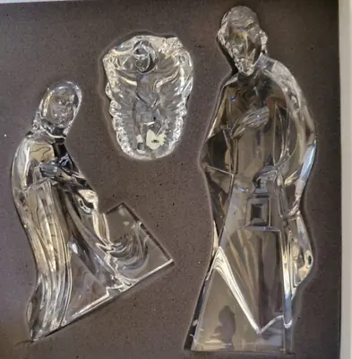 New MIKASA 3 Piece Crystal Nativity Set. Joseph Is 11  Tall. Germany. SN095/595. • $225