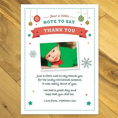 £0.99 • Buy Personalised Christmas Thank You Cards And Envelopes - Photo