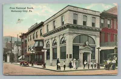First National Bank MAHANOY CITY Pennsylvania Antique Postcard 1913 • $12.99