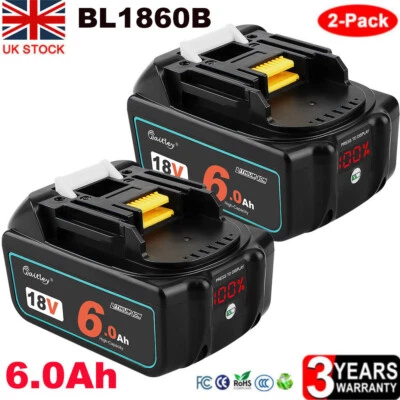 £51.20 • Buy 2x For Makita 18V BL1860B 18Volt 6.0Ah LXT Li-Ion Cordless Battery BL1830 BL1850
