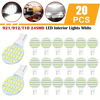 20x Super White T10/921/194 6000K White 24LED RV Trailer Interior Light Bulb 12V • $12.98