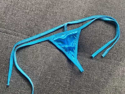 Ladies Sexy Silk Look Blue T String G String Thongs Lingerie Size 8 • £3.45