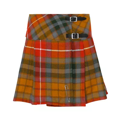 Tartanista 16.5  Antique Buchanan Tartan Mini Kilt Billie Skirt Leather Straps • $23.56