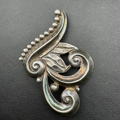 Vintage Sterling Silver Floral Margot De Taxco  Brooch SIGNED • $399