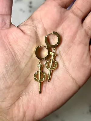 Gold Dangling Nail Earrings - Designer Inspired • $20