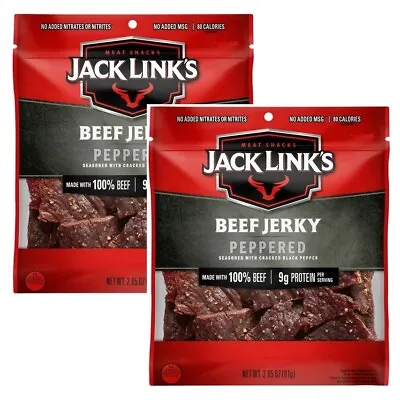Jack Links 100% Beef Jerky PEPPERED Cracked Black 9g Protein 2 Pack JAN 2025 • £22.13