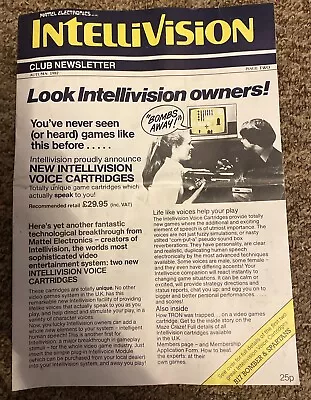 Mattel Electronics Intellivision Club Newsletter Autumn 1982 - Original - Good • £5