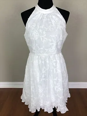 $65 • Buy Ted Baker 3 $349 NWOT Medium US 8/10 Lorene Embroidered Lace Halter Dress White