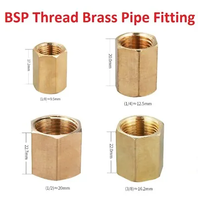 BSP Female Thread 1/8  1/4  3/8  1/2  Brass Pipe Fitting Adapter DIY Coupler • £4.23
