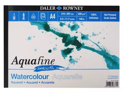 Daler Rowney Aquafine Aquarelle Artists Watercolour SMOOTH Pad A4 Hot Pressed • £6.99