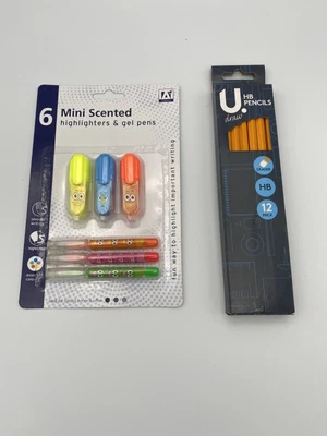 £5.99 • Buy Back To School Stationary HB Pencils And Mini Scented Highlighters And GeL Pens