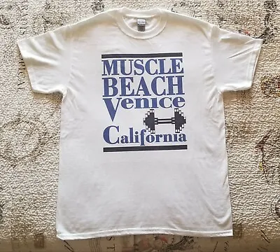 Muscle Beach Venice California Old School Bodybuilding Vintage Logo T-Shirt NEW • $14.95