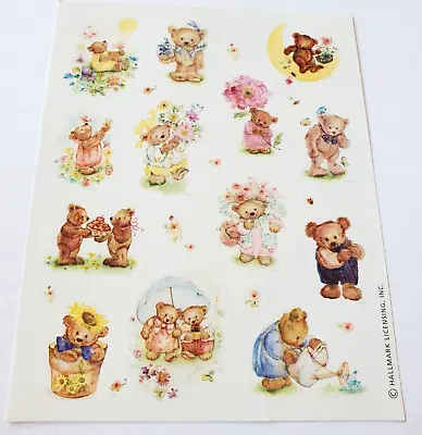 Vintage Sticker Sheet Mary Hamilton Cute Bears Hallmark • $5.75