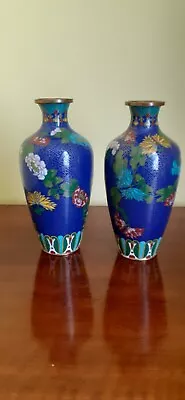Antique Pair Of Small CHINESE CLOISONNE VASES • £10