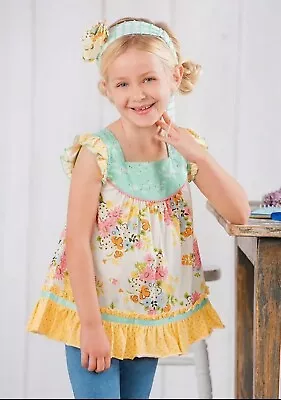 MATILDA JANE Four Square Shabby Tunic The Adventure Begins Floral Swans Size 4 • $28