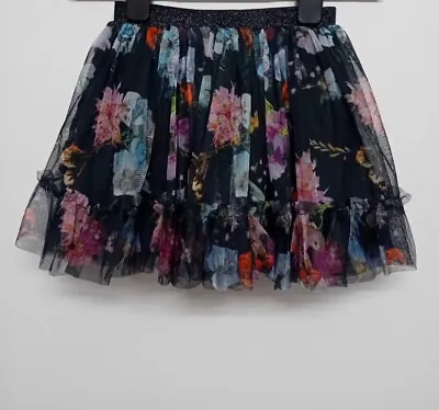 Next Baby Girls Floral Tutu Skirt Black Netting Age 9-12 Months RRP £17 • £16