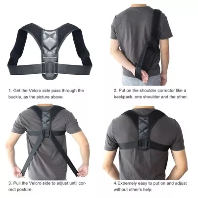 Posture Corrector Men Women Upper Back Pain Brace Clavicle Support Straightener • £6.59