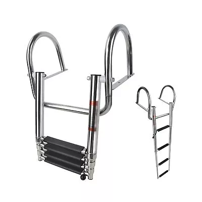 4 Step Pontoon Boat LadderHeavy Duty Folding Telescoping Rear Entry Inboard ... • $105.99