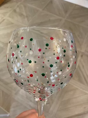 HAND PAINTED Gin Glass Polka Dot Glass GIFT WRAPPED Gin Glass Hand Decorated • £8.50