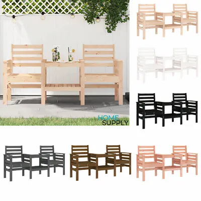 Modern Wooden Outdoor Garden Patio 2-Seater Bench Chairs Seat With Middle Table • £206.14