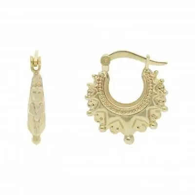 New 9ct Yellow Gold Baby Traditional Design Creole Earrings 9ct Gold For Her • £132.25