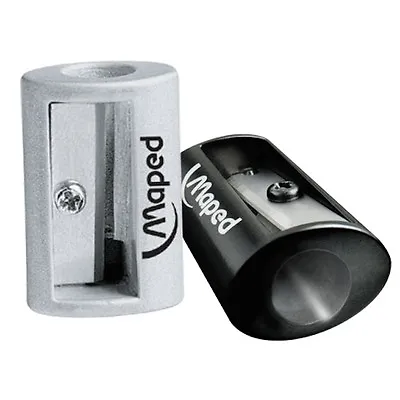 Maped Satellite Solid Metal Single Hole Pencil Sharpener In Silver Or Black • £2.99