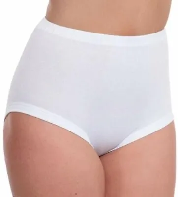 3 Pack Ladies Womens 100% Cotton Interlock Cuffed Leg Mama Briefs White UK 22-24 • £6.95