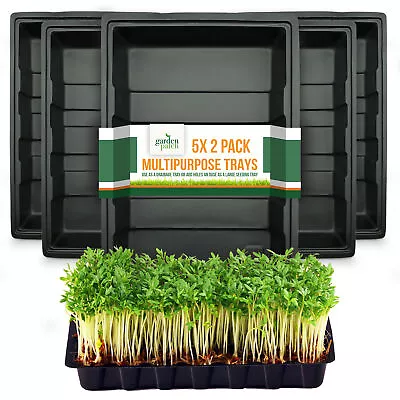 10pk Full Size Large Plastic Garden Trays Black No Holes Seed Plant Flower Grow • £8.99