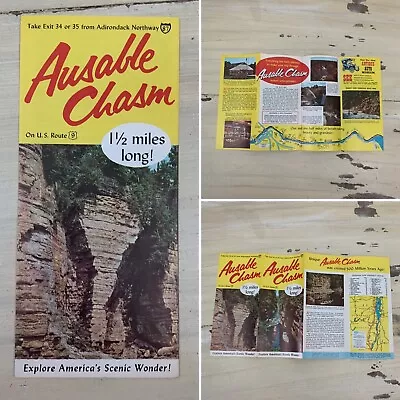 AUSABLE CHASM - Vtg 60s-70s Booklet Adirondack Map Travel Pamphlet - MUST SEE! • $12.14