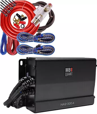 MB Quart NA2-320.4 Compact 4 Channel 320W Powersports Amplifier + 4 CH Amp Kit  • $134.99