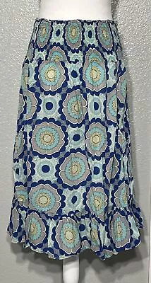 Mossimo BoHo Skirt Women’s XXL With Large Apron Pockets Blue Floral Preowned • $11.99