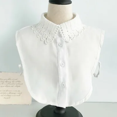 White Choker Women's Lace Detachable Faux Fake False Lapel Shirt Collar Necklace • £8.66