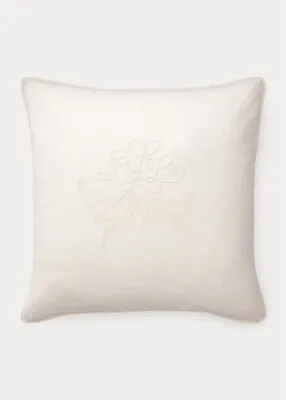 Ralph Lauren Monogram Embroidered Cream Deco Pillow NWT $150 Stunning • $69.95