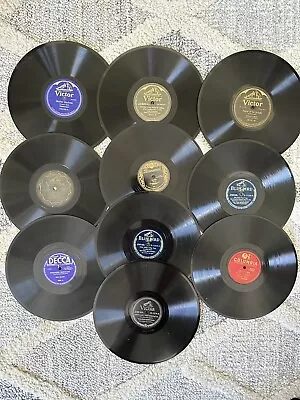 Vintage Lot Of 10 78 Rpm Records 1920's To 1940's Records For Victrola Free Ship • $34.95