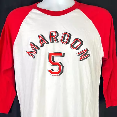 Maroon 5 Red White Jersey T-Shirt Size Medium Mens 2015 American Apparel 50/50 • $23.95