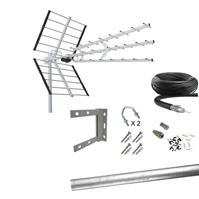 Digital TV Aerial Kit 64 Element HD Freeview Outdoor/loft 32 48 52 Arial Antenna • £46.99