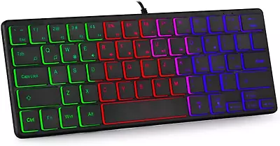 Abucow RGB Backlit Mini Keyboard USB Wired Portable Mute Ultra-Compact Small Gam • $20.45