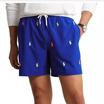 NEW Polo Ralph Lauren Mens 5-3/4  Traveler Classic Swim Trunks Blue Size XL • $49.50