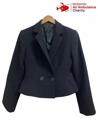 VTG Hobbs Marilyn Anselm Wool Black Blazer Jacket (Minor Hole/Repair) SZ 8 - 10 • £20