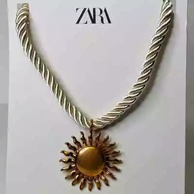 Zara Alloy Sun Rope Necklace Rare Best Selling Brass Zinc COACHELLA Boho New • $12