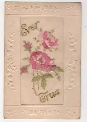 WW1 Embroidered Silk Postcard Roses Tuck Broderie D'Art Military 1914-1918 • £4