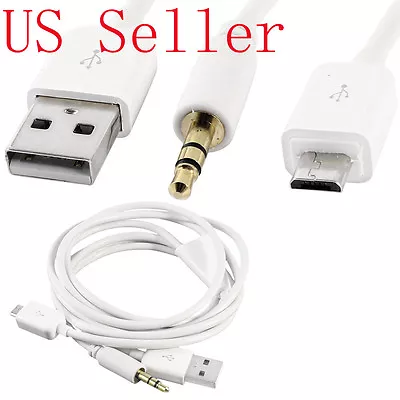 New 2 In 1  3.5mm Car AUX Audio Micro USB Charging Cable For LG Samsung HTC • $7.90
