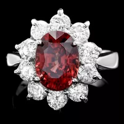 Vivid Red Oval Shape 7.52CT Ruby With Genuine Round CZ Flower Halo Fine Ring • $199