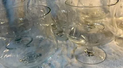 6 Vintage Elegant Glass Brandy Snifters  Mid Century Modern Atomic Starburst • $75