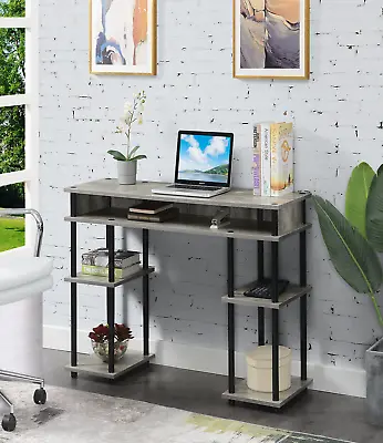 $139.68 • Buy Computer Desk Laptop Study Table Open Shelf Bookcase Organizer Faux Birch Black
