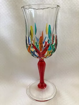 CC Zecchin Handmade Venice Glass Wine Goblet Multicolor Rainbow Stem Murano • $19.99