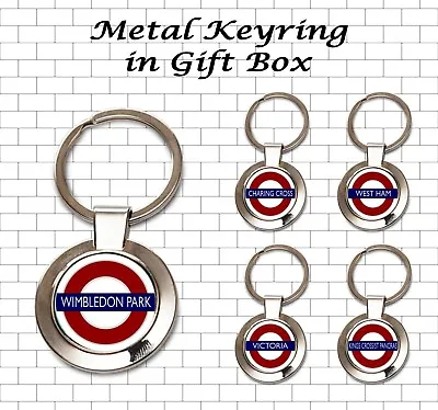 £6 • Buy Underground Station Round Metal Keyring In Black Gift Box 